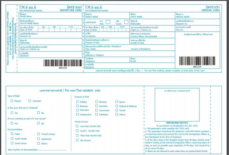 Arrival and Departure Card (TM.6) – Ultimate Solutions Asia